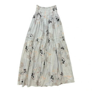 Elegant Floral Maxi Skirt - Gray